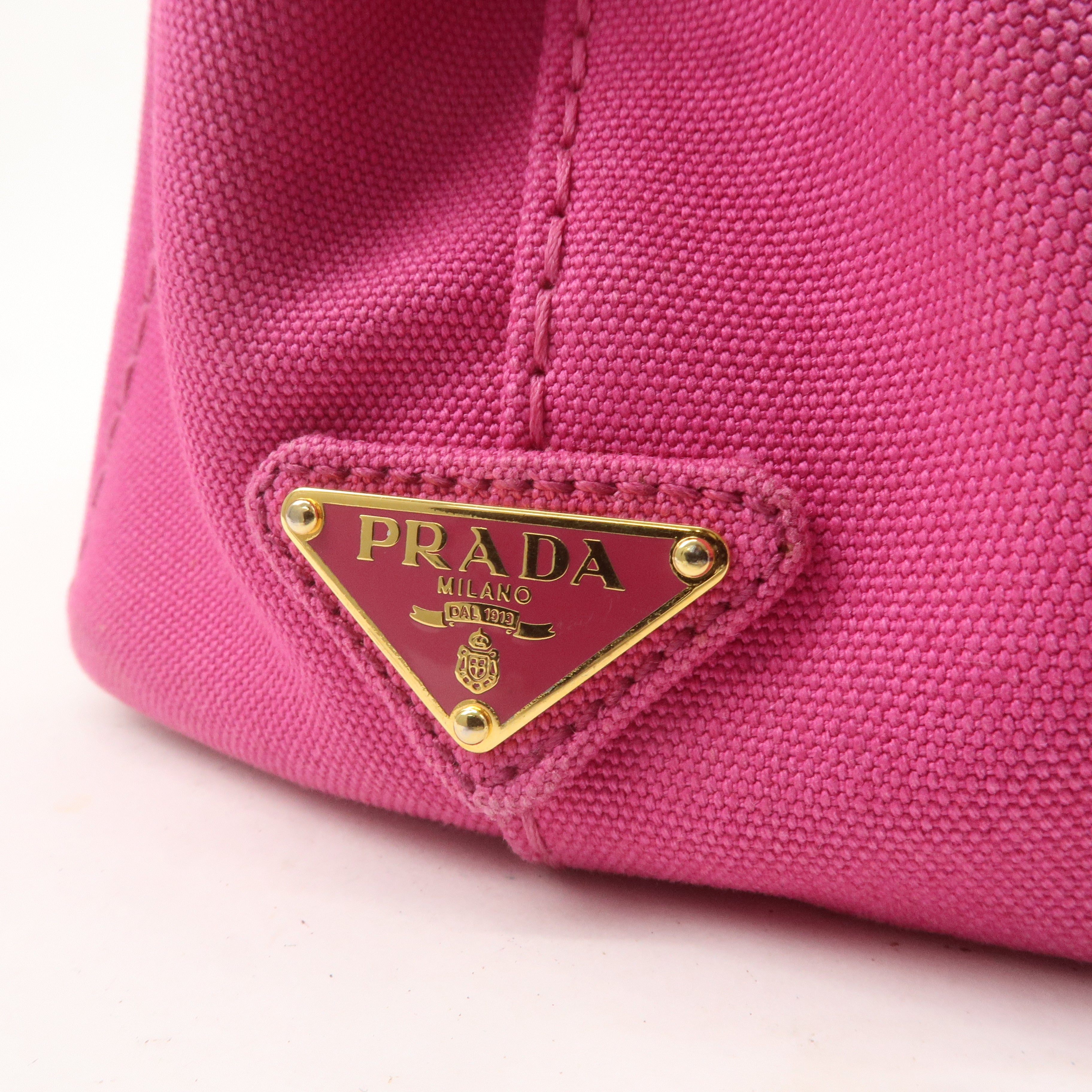 PRADA Canapa Mini Canvas Tote Bag Hand Bag Pink BN2439