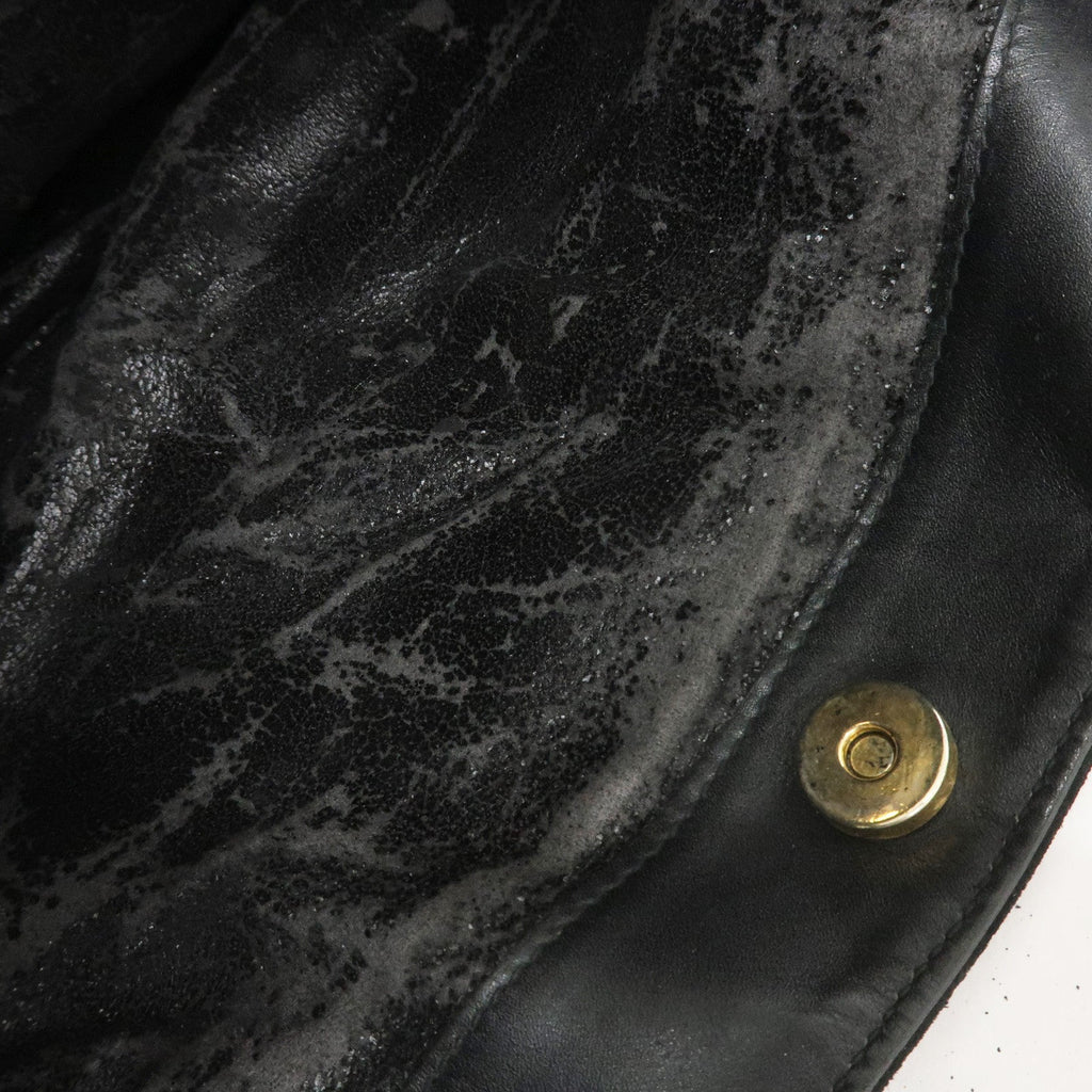 GUCCI Bamboo Suede Leather 2WAY Bag Black 001.1014.1577