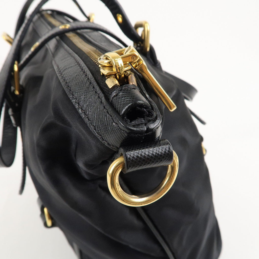 PRADA Logo Nylon Leather 2WAY Bag Shoulder Bag Black