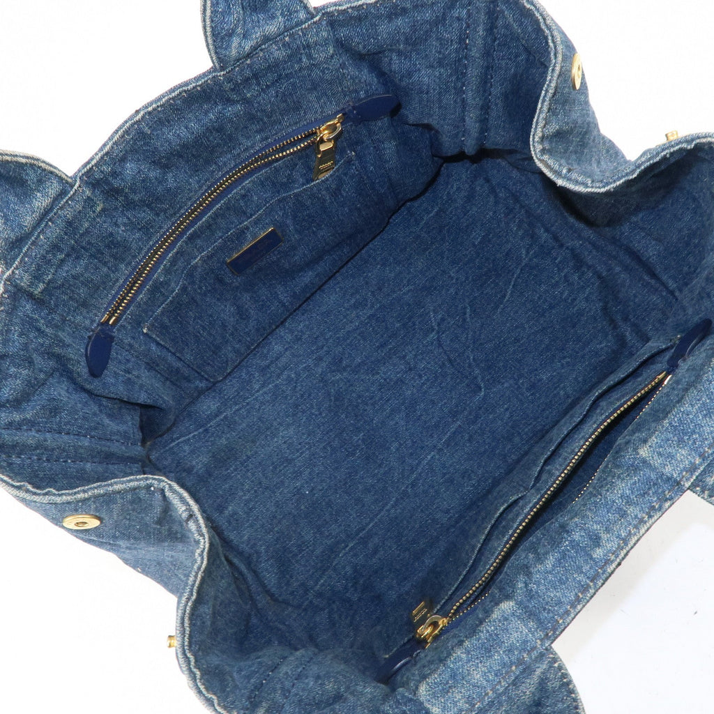PRADA Canapa Denim Tote Bag Hand Bag Blue B1872B
