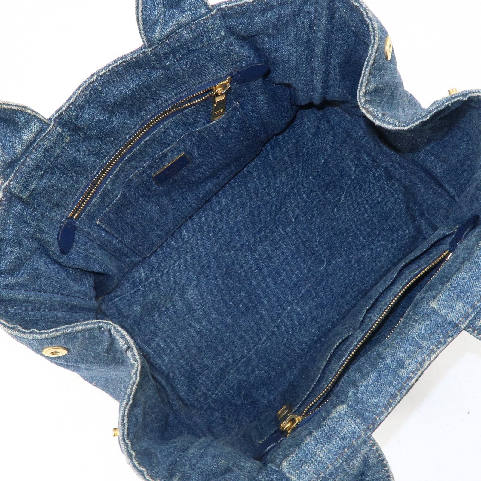 PRADA Canapa Denim Tote Bag Hand Bag Blue B1872B