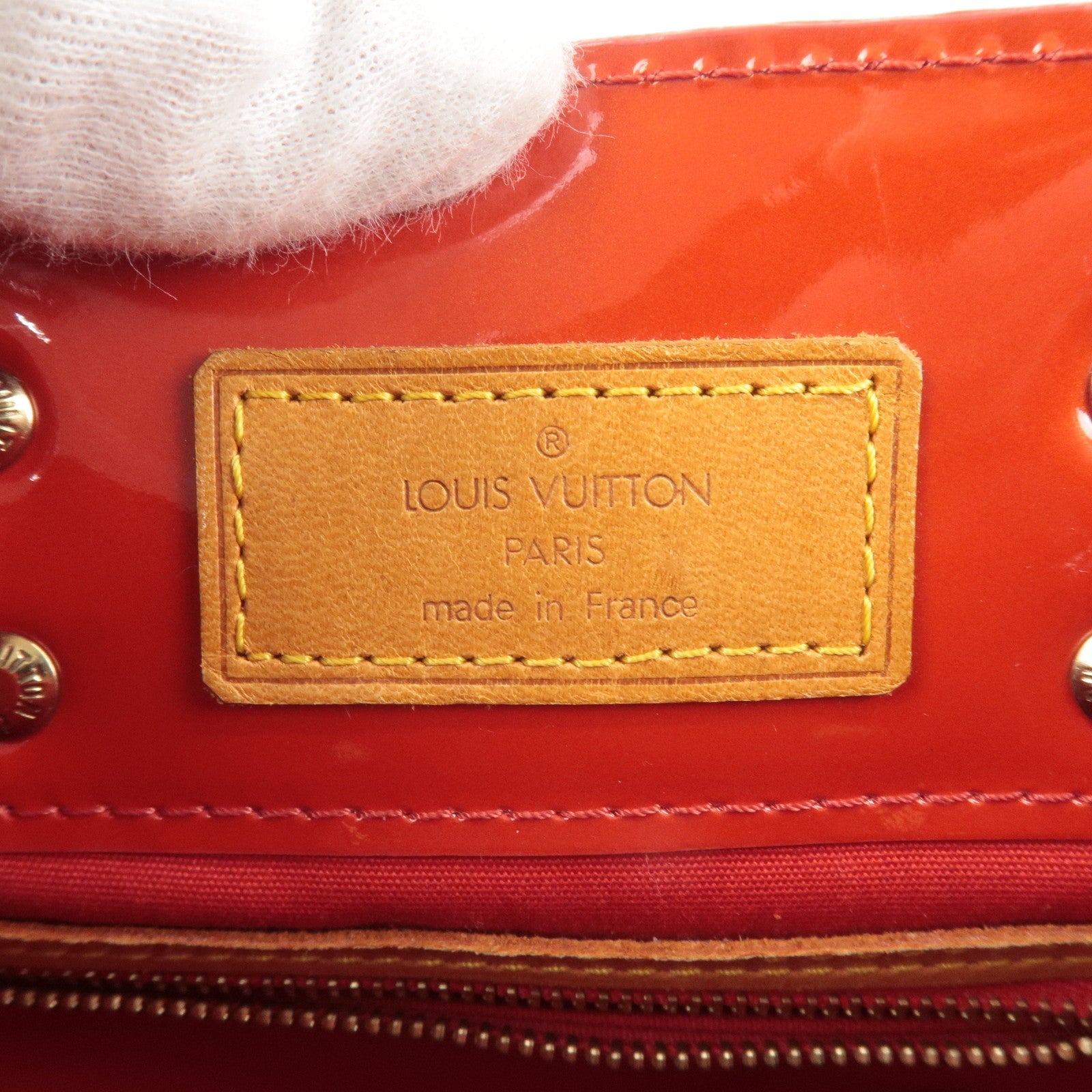 Louis Vuitton Monogram Vernis Lead PM Hand Bag Rouge M91088