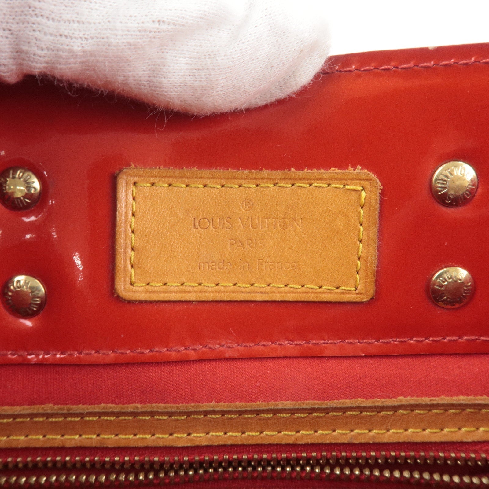 Louis Vuitton Monogram Vernis Lead PM Hand Bag Rouge M91088
