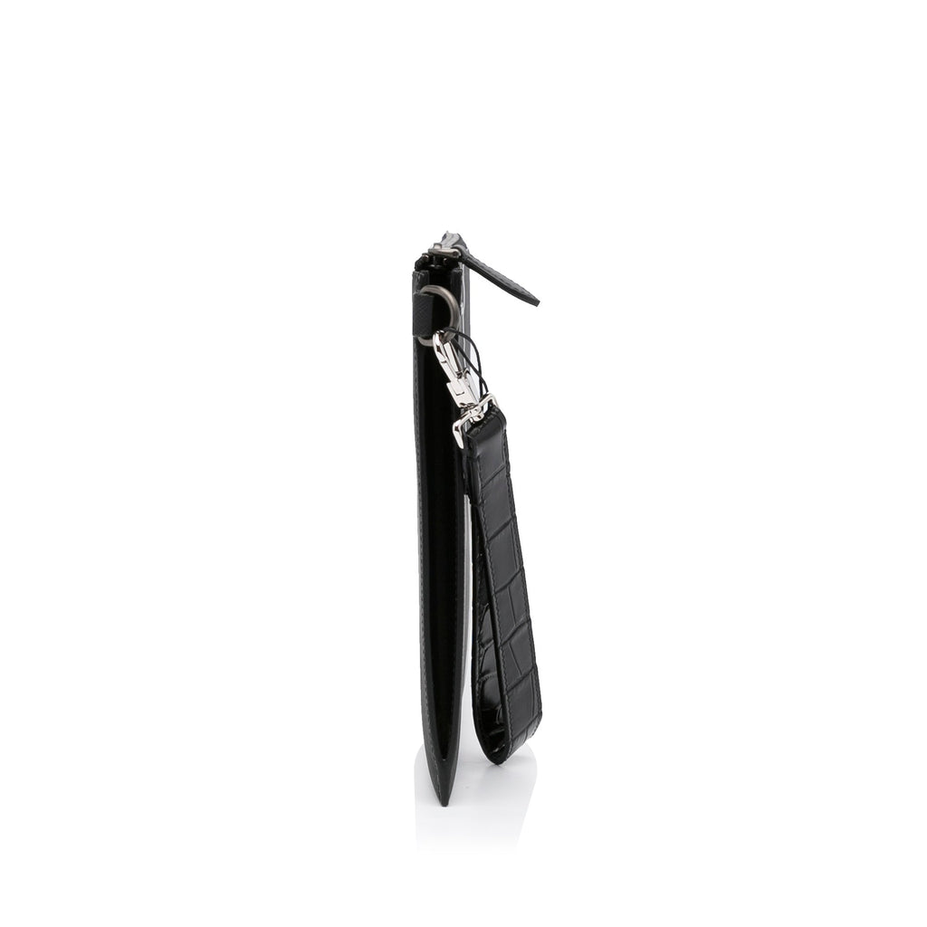 Burberry Zip Clutch Large Black Charcoal Check