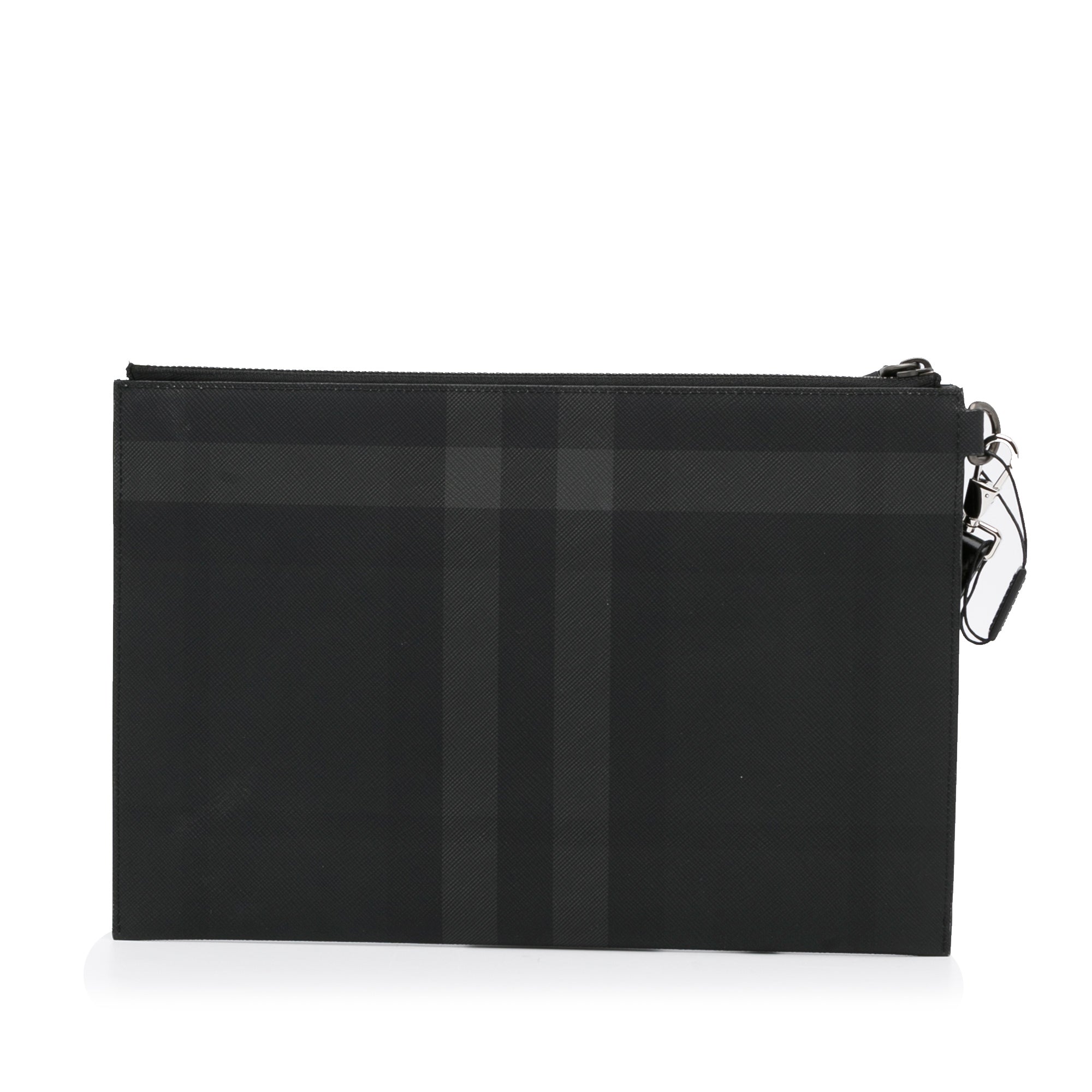 Burberry Zip Clutch Large Black Charcoal Check