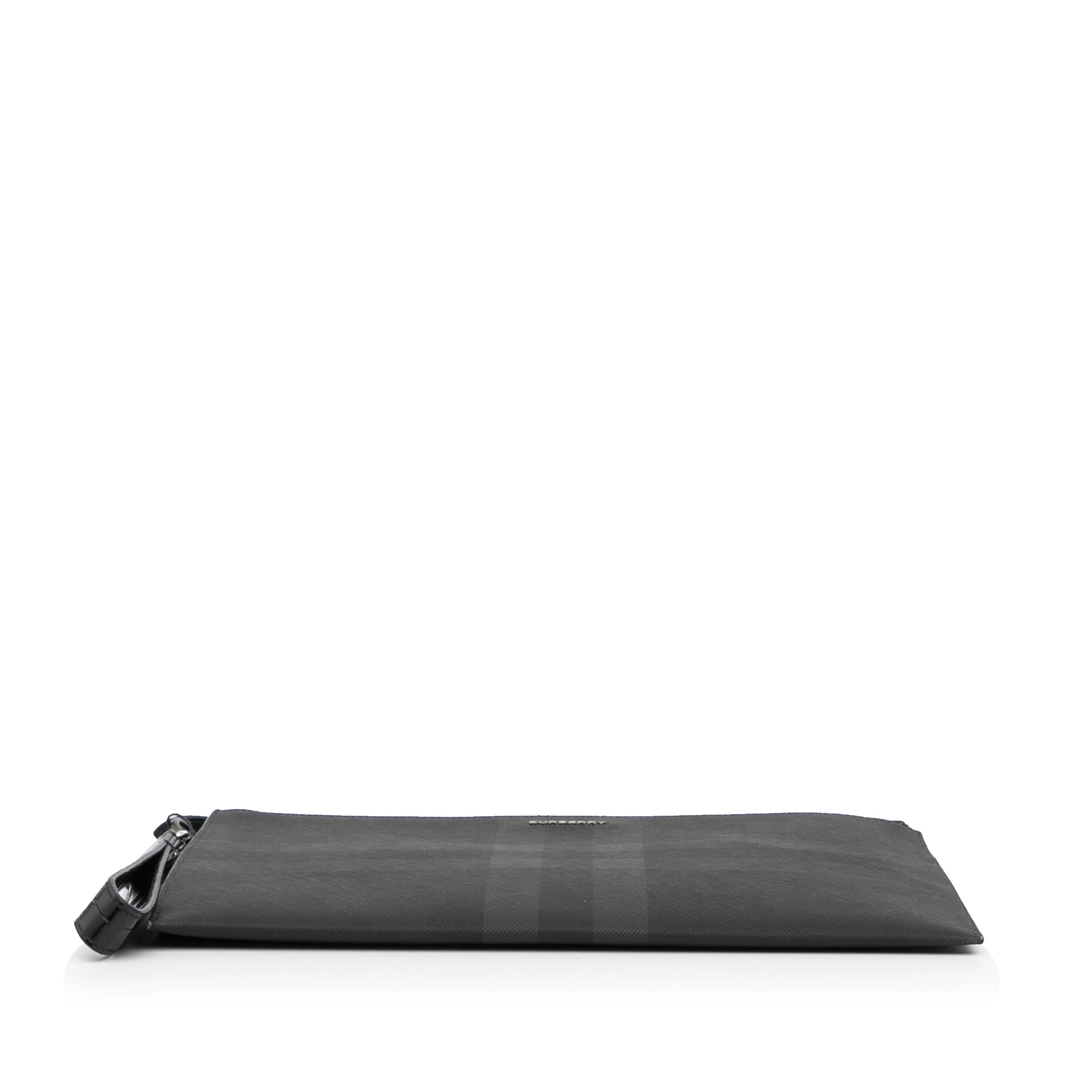 Burberry Zip Clutch Large Black Charcoal Check
