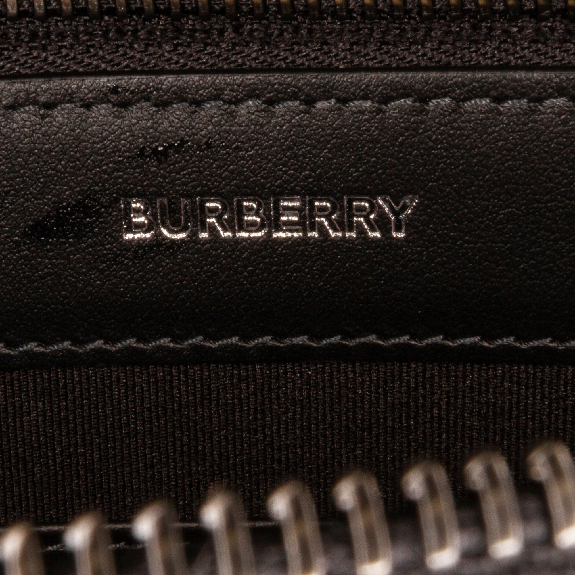 Burberry Zip Clutch Large Black Charcoal Check