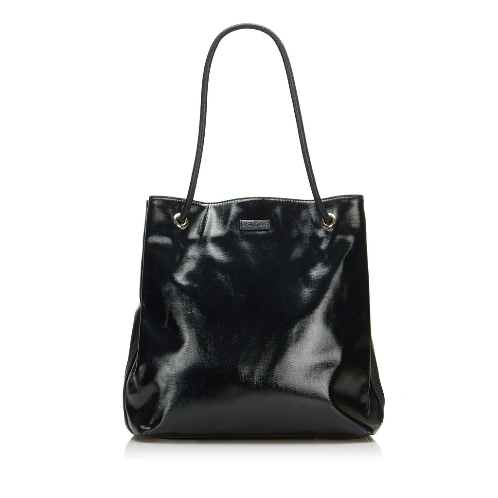 Gucci Gifford Tote Bag Black Patent Canvas