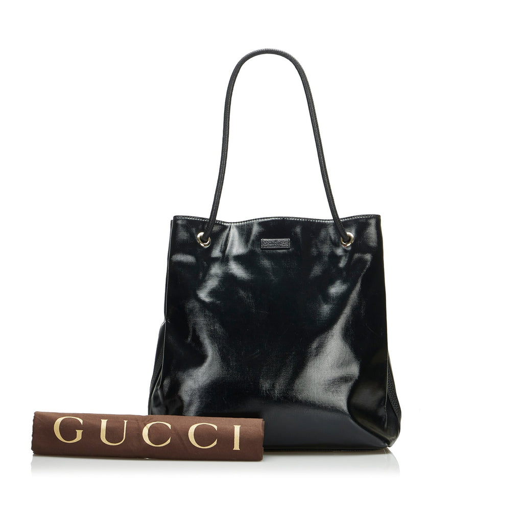 Gucci Gifford Tote Bag Black Patent Canvas