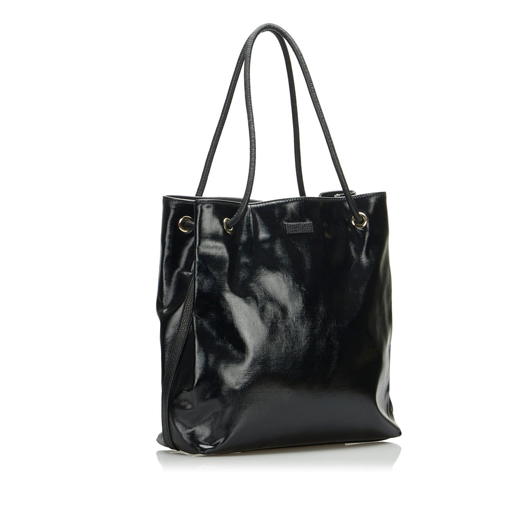 Gucci Gifford Tote Bag Black Patent Canvas