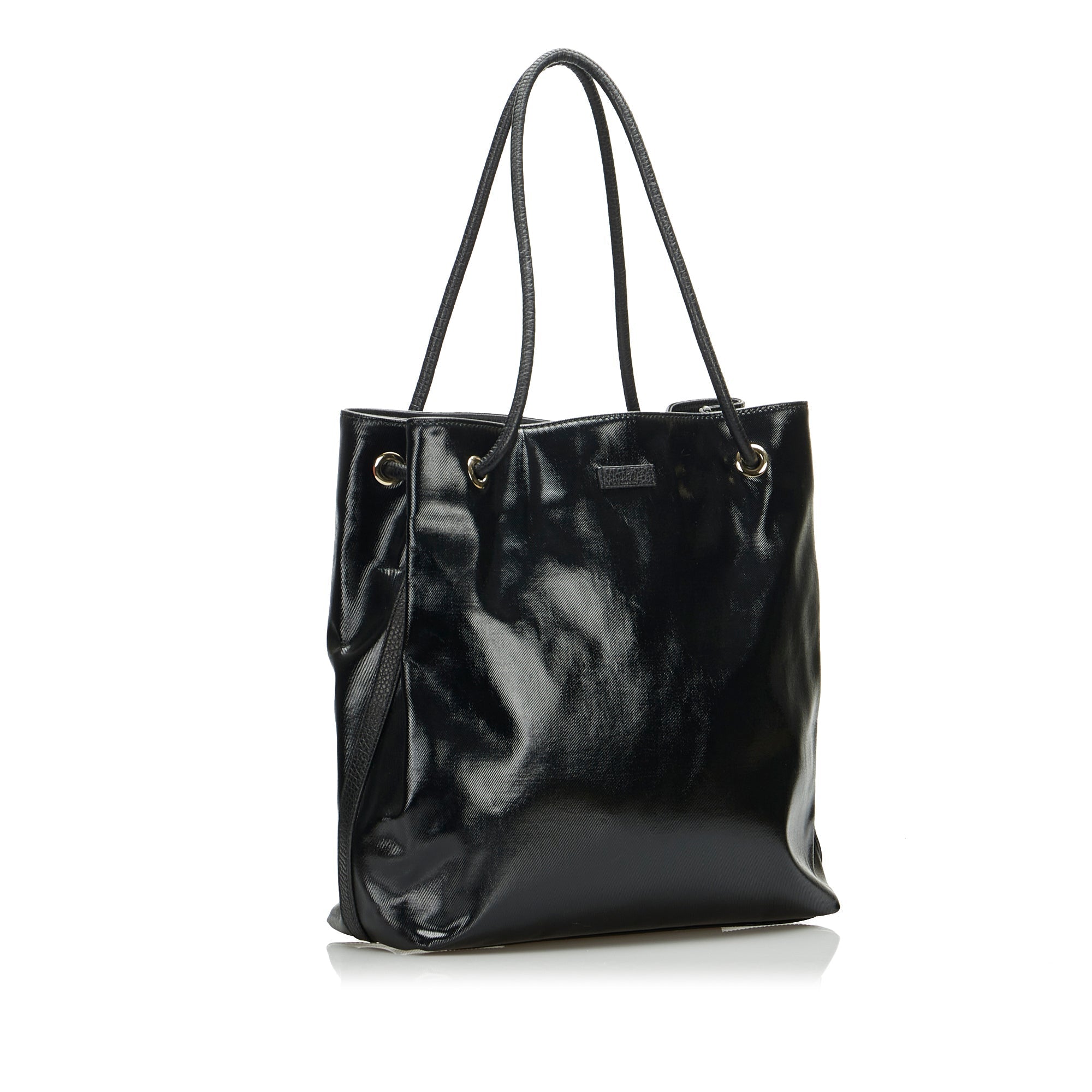 Gucci Gifford Tote Bag Black Patent Canvas