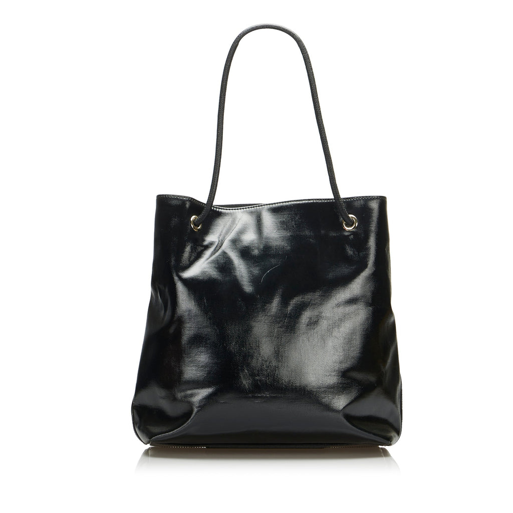Gucci Gifford Tote Bag Black Patent Canvas