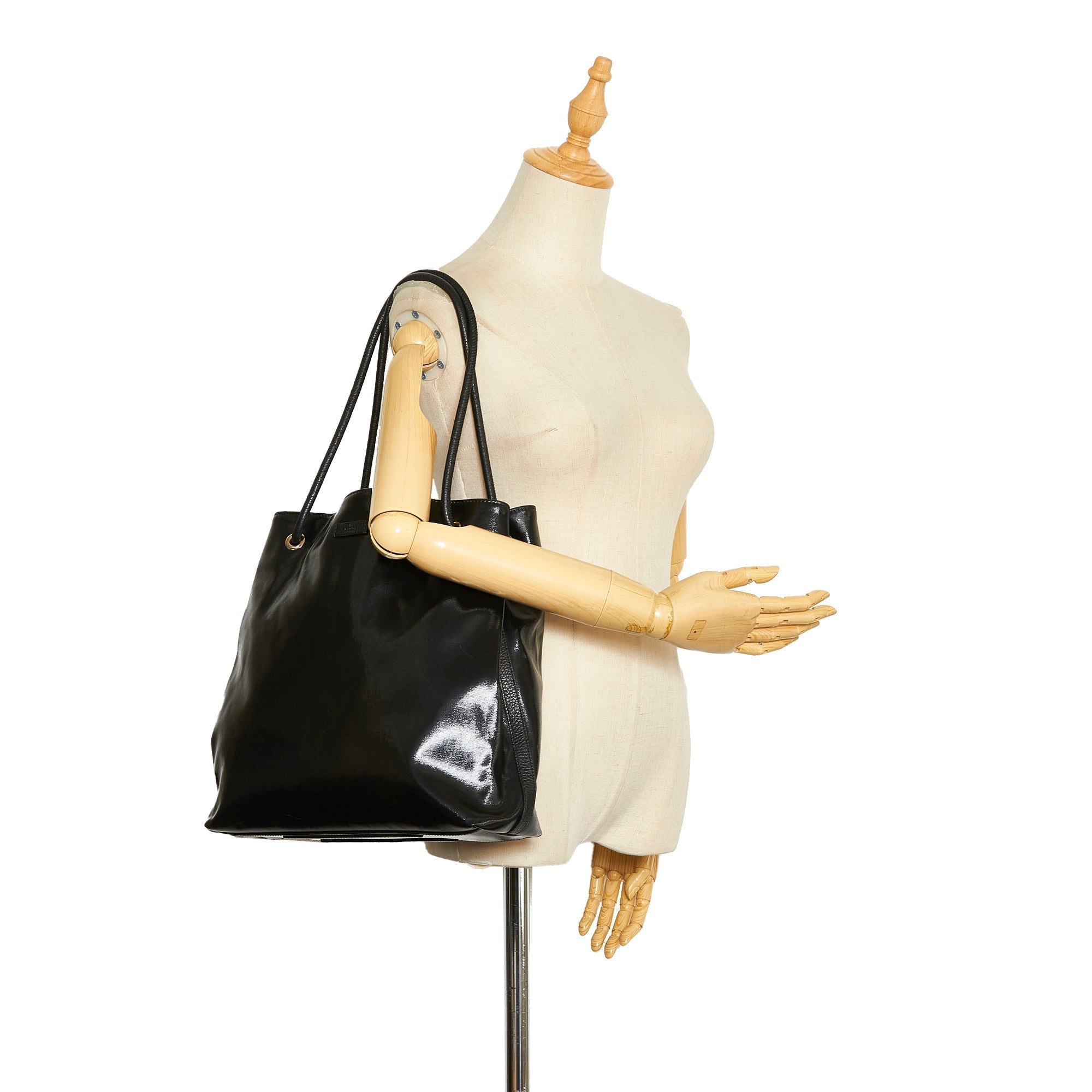 Gucci Gifford Tote Bag Black Patent Canvas