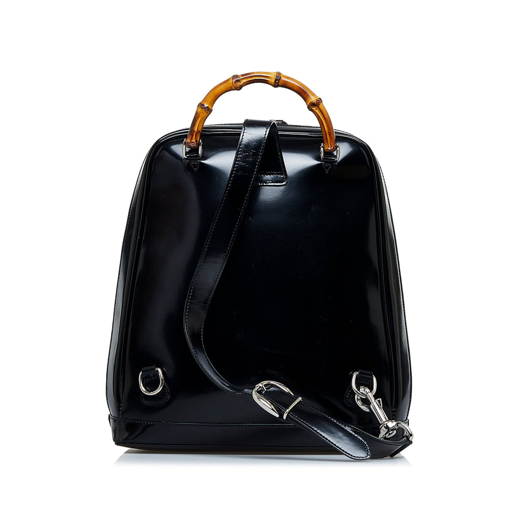 Gucci Bamboo Backpack Black Nylon Canvas