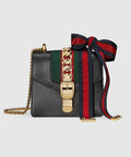 Gucci Sylvie Leather Mini Chain Bag Black