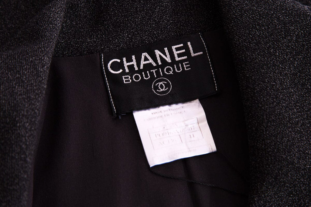 Chanel Boutique 1997 Fall/Winter Grey 2 PC Suit SZ 44