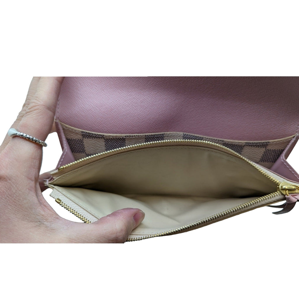 Louis Vuitton Damier Azur Emilie Wallet Rose Ballerine