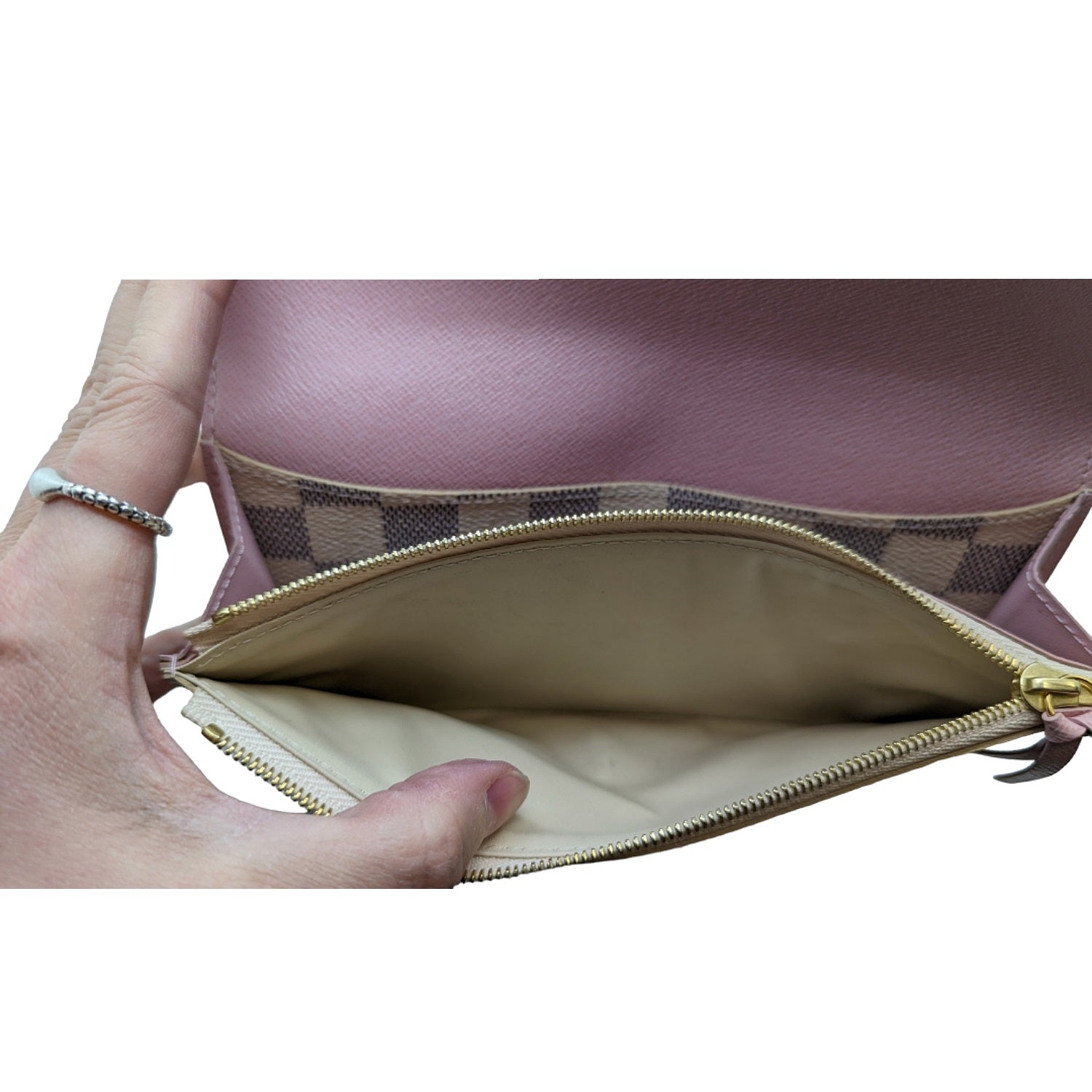 Louis Vuitton Damier Azur Emilie Wallet Rose Ballerine