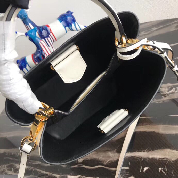 Prada Panier Medium Straw White Bag