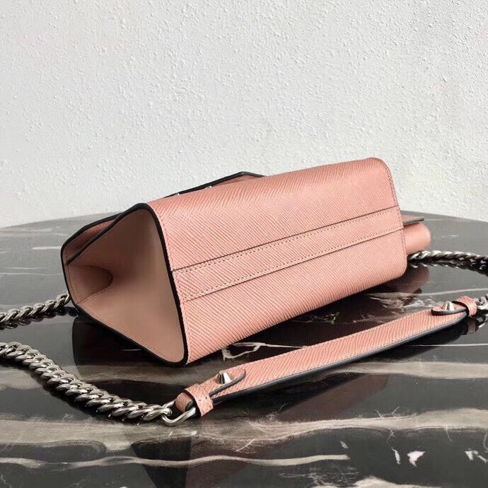 Prada Nude Monochrome Flap Bag With Metal Appliques