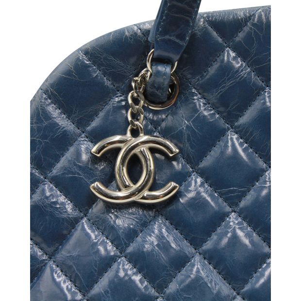 CHANEL Dark Blue Quilted Mademoiselle Leather Bag 2011