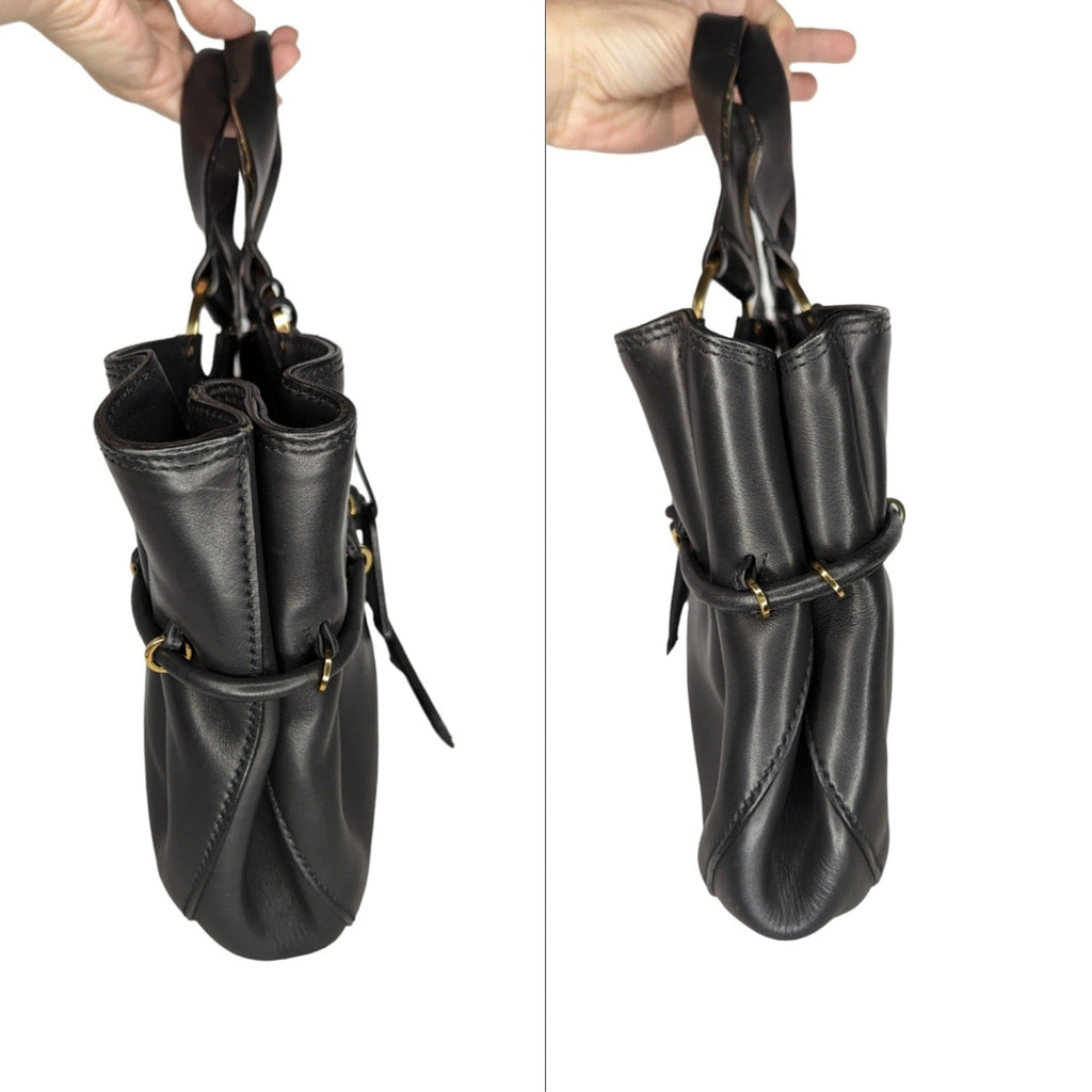 Gucci Vintage Black Leather Top Handle Bag