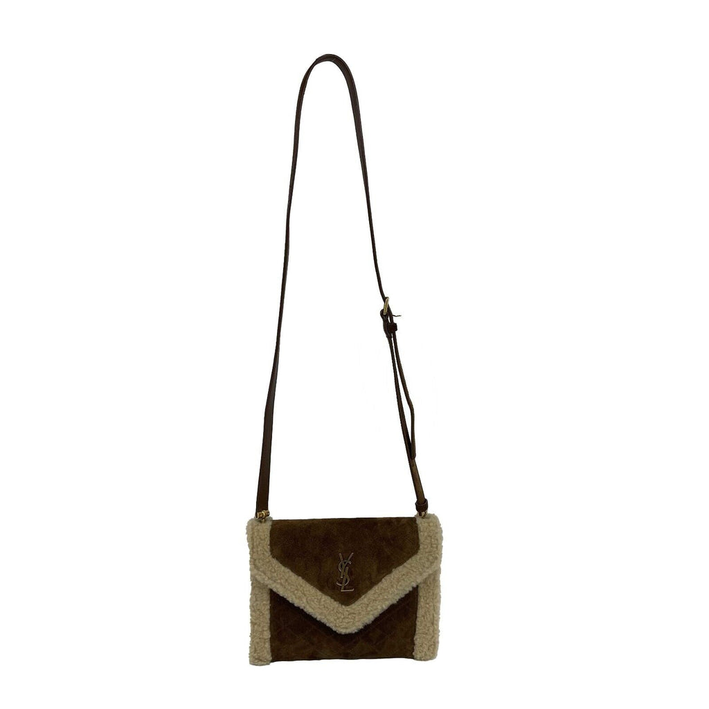SAINT LAURENT - Gaby Mini Satchel in Quilted Suede and Shearling Crossbody