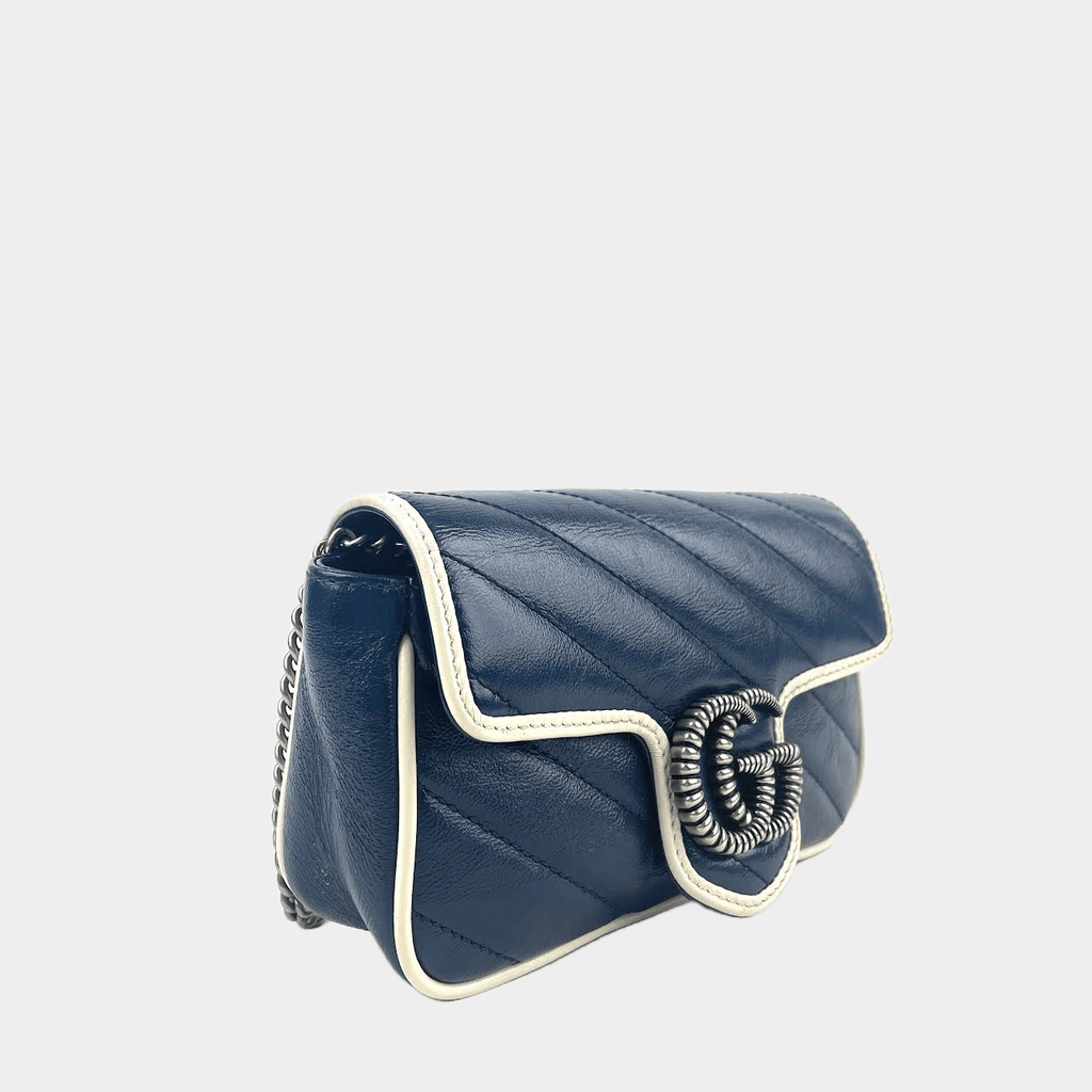 GUCCI Super Mini Matelasse GG Marmont Diagonal Torchon Shoulder Bag