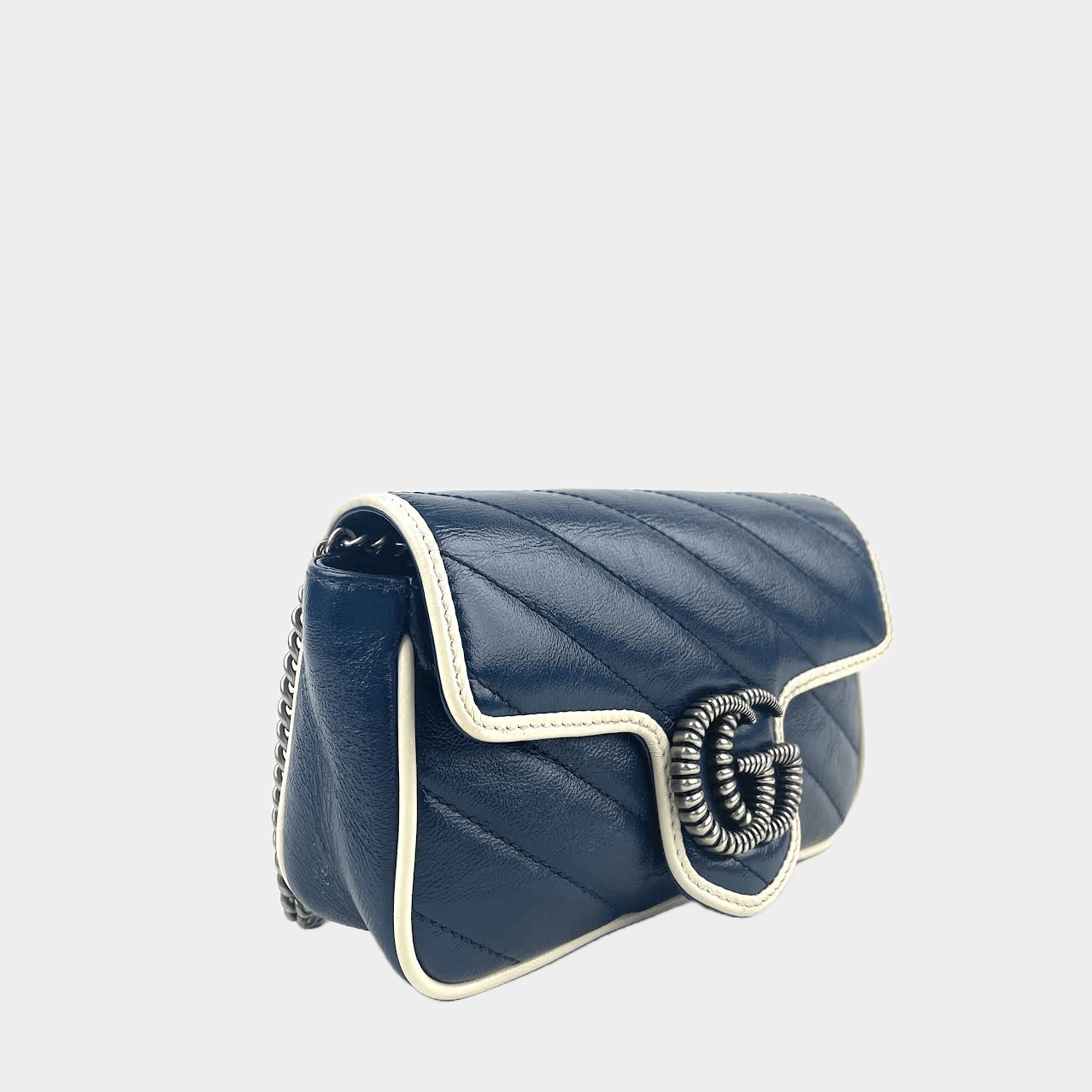 GUCCI Super Mini Matelasse GG Marmont Diagonal Torchon Shoulder Bag