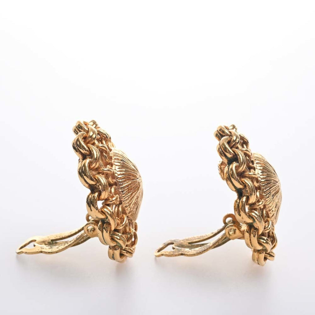 CHANEL round earrings gold ladies
