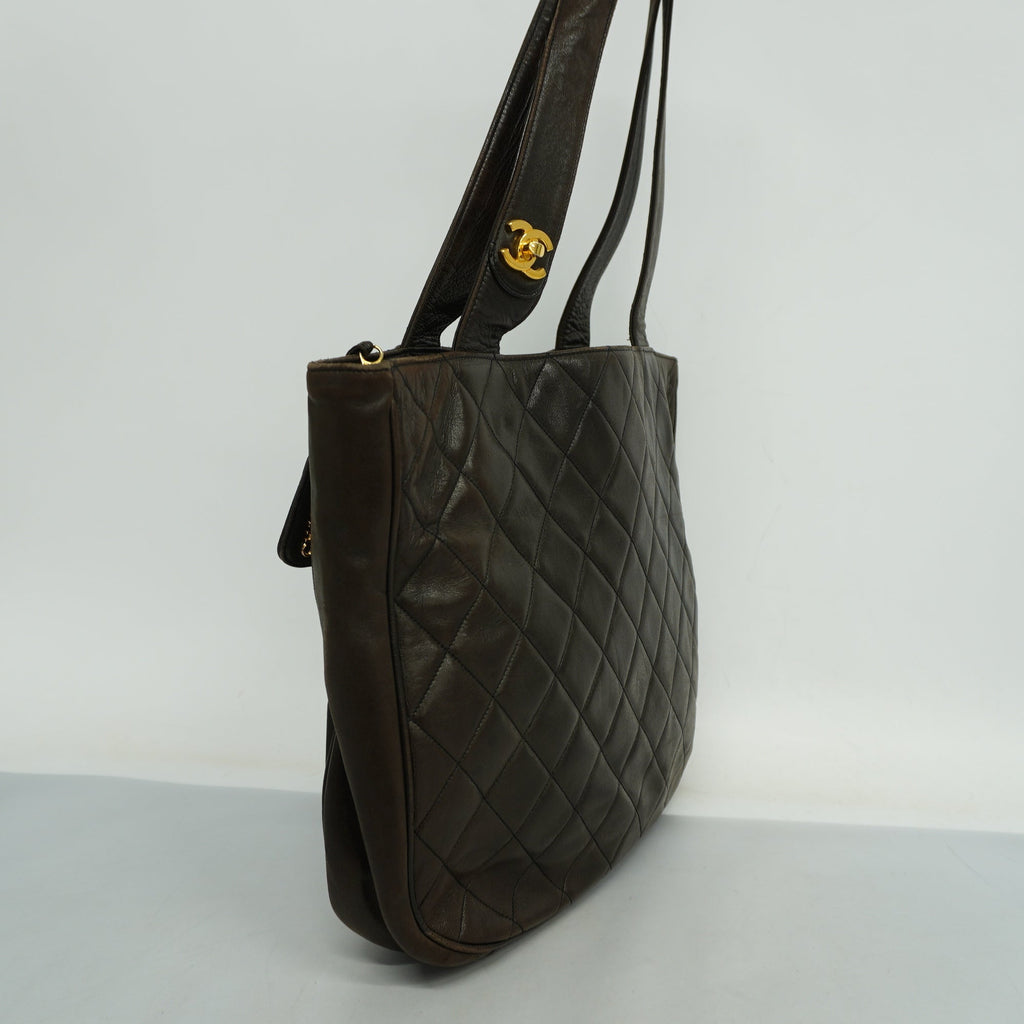 CHANELAuth  Matelasse Lambskin Women's Leather Shoulder Bag Black