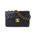 Chanel Decamato matelasse 34 chain shoulder bag leather black A01094 vintage gold metal fittings Matelasse Bag