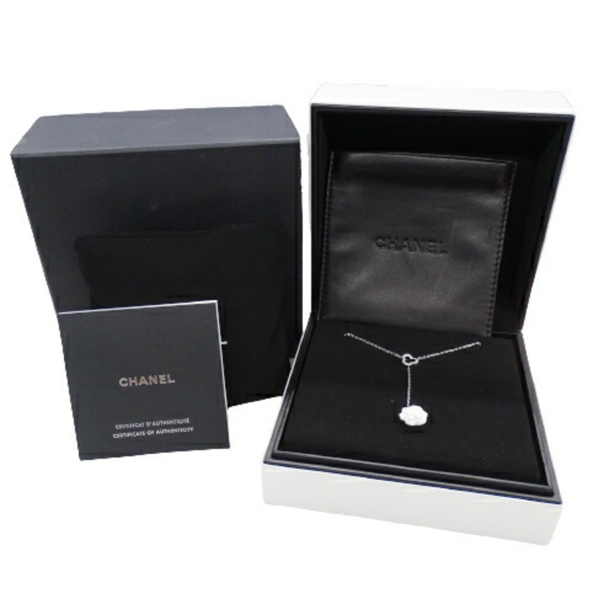 CHANEL Necklace Women's 750WG Diamond Camellia White Gold J2934 Polished