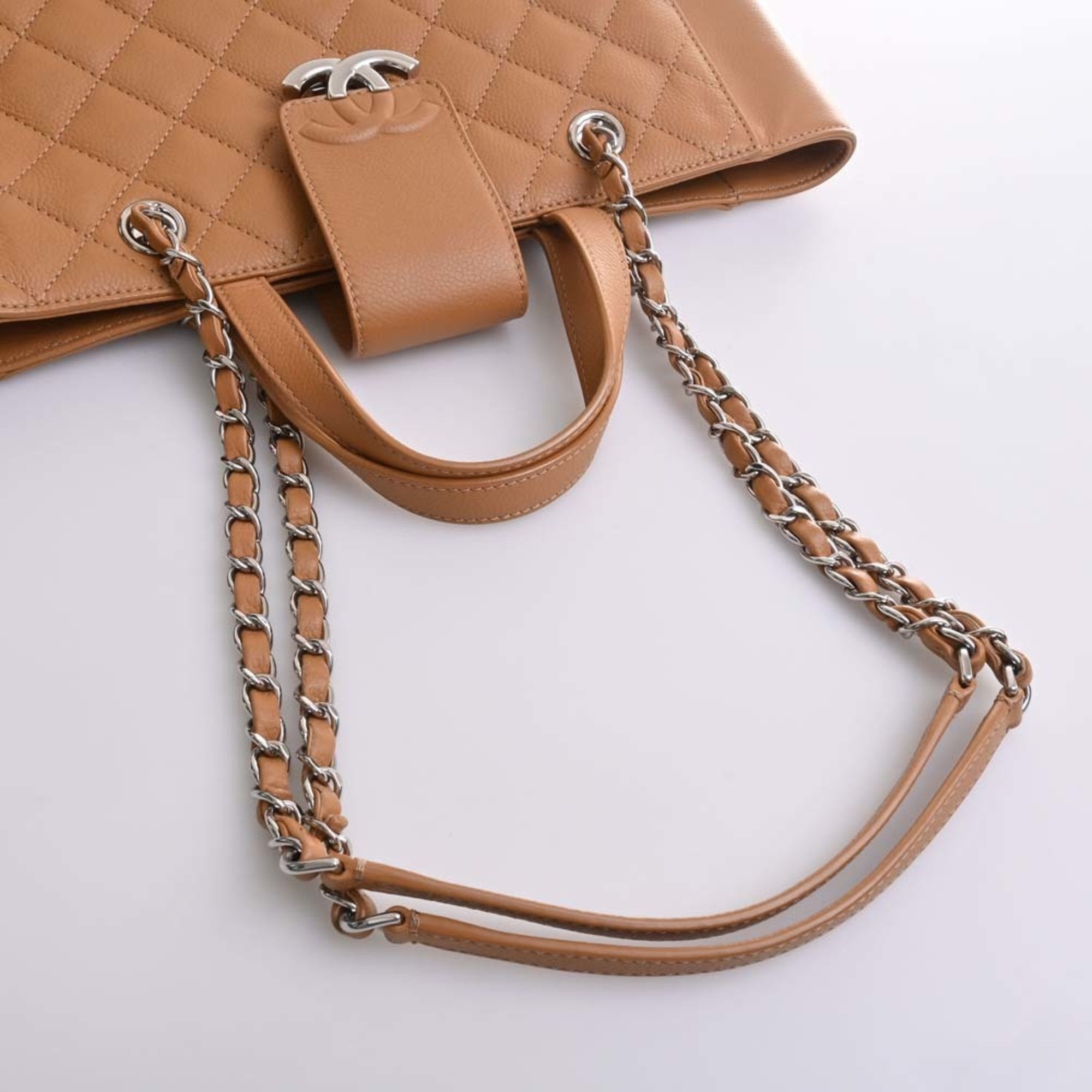 CHANEL Caviar Skin Matelasse Coco Mark Handbag Brown Women's