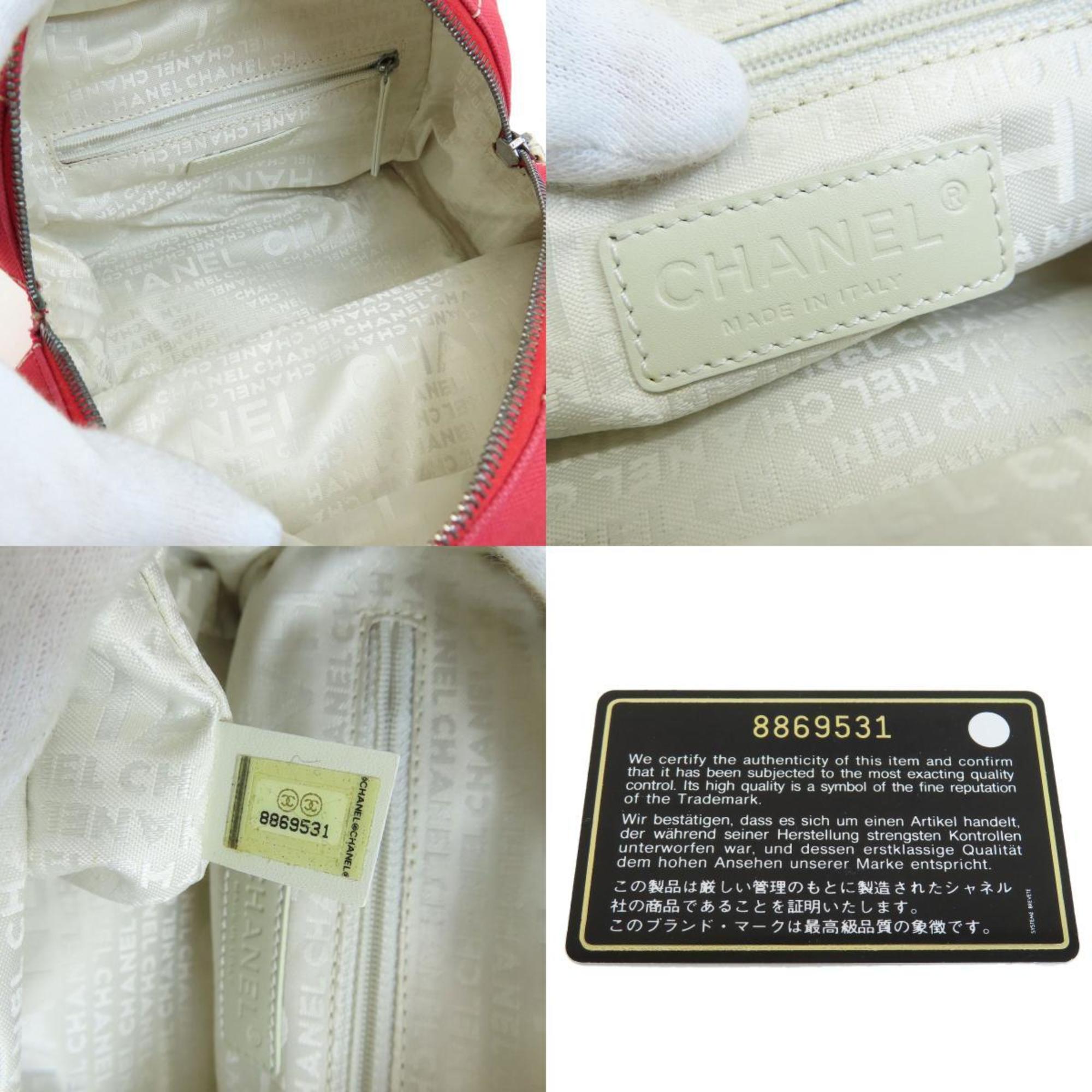 CHANEL Chocolate Bar Coco Mark Handbag Canvas Ladies