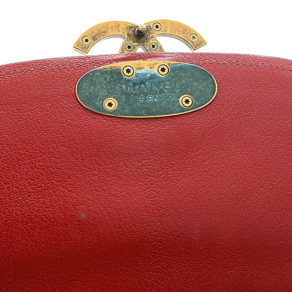 CHANEL matelasse 2-way chain bag leather red gold hardware