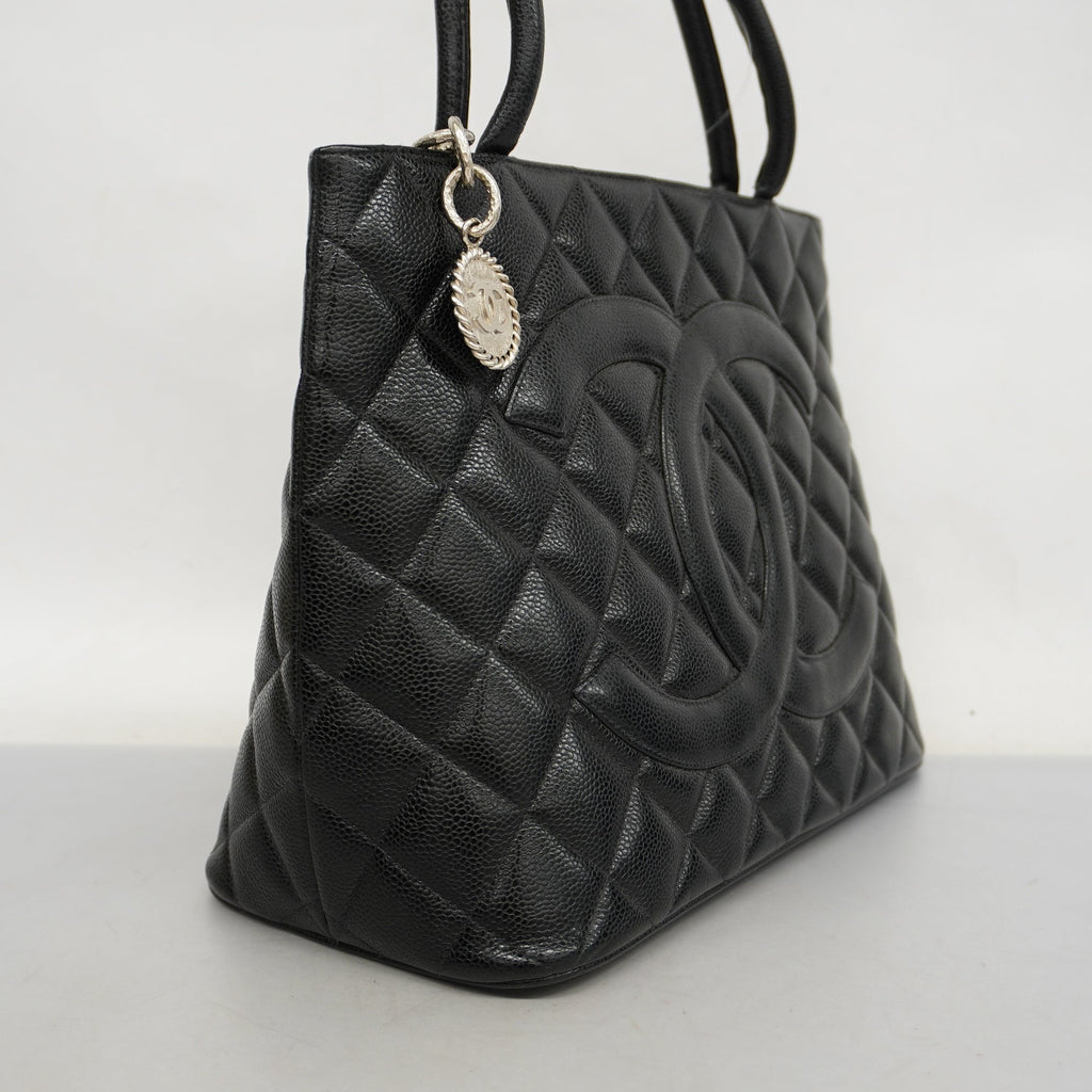 CHANELAuth  Reprint Tote Women's Caviar Leather Tote Bag Black