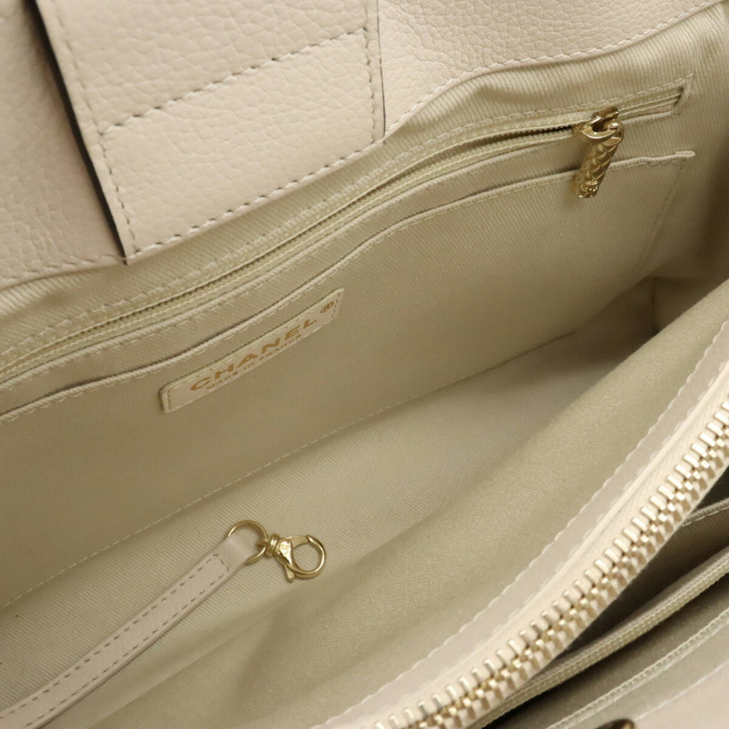 CHANEL Neo Executive Line Coco Mark Handbag Shoulder Bag Leather Black Light Beige A69930