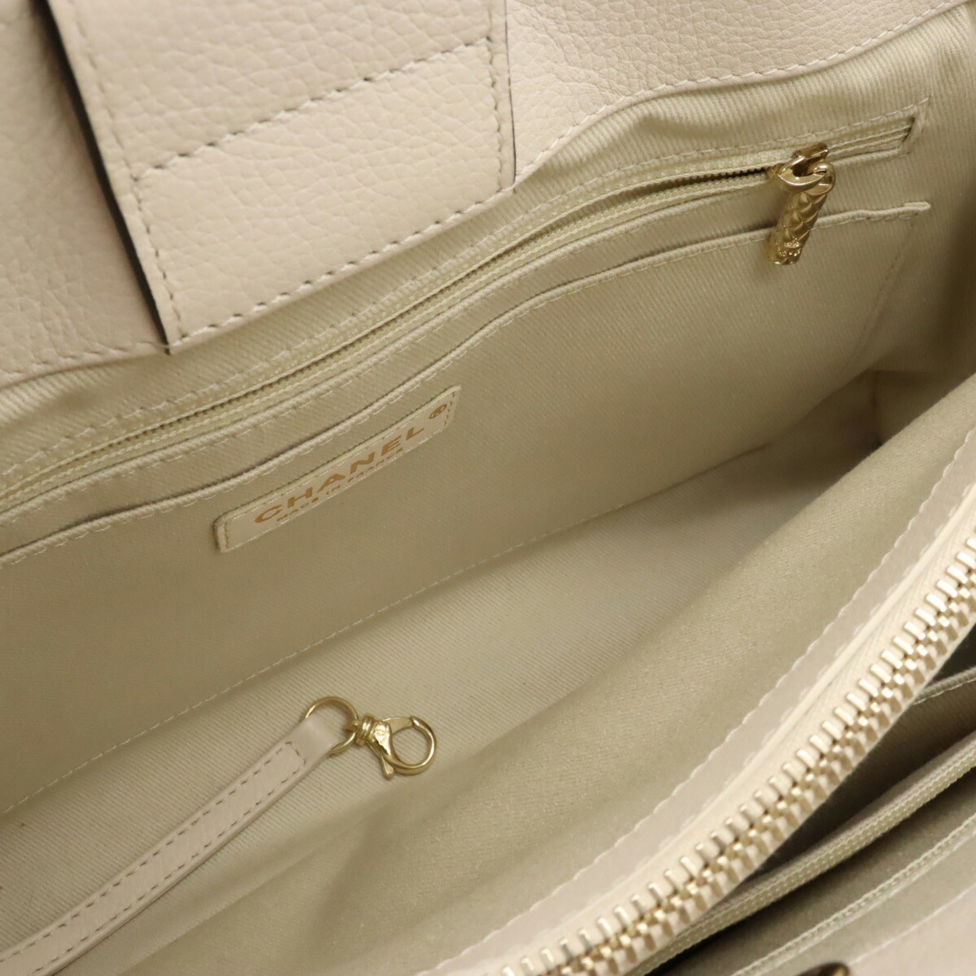 CHANEL Neo Executive Line Coco Mark Handbag Shoulder Bag Leather Black Light Beige A69930