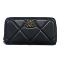 CHANEL wallet matelasse ladies long lambskin black