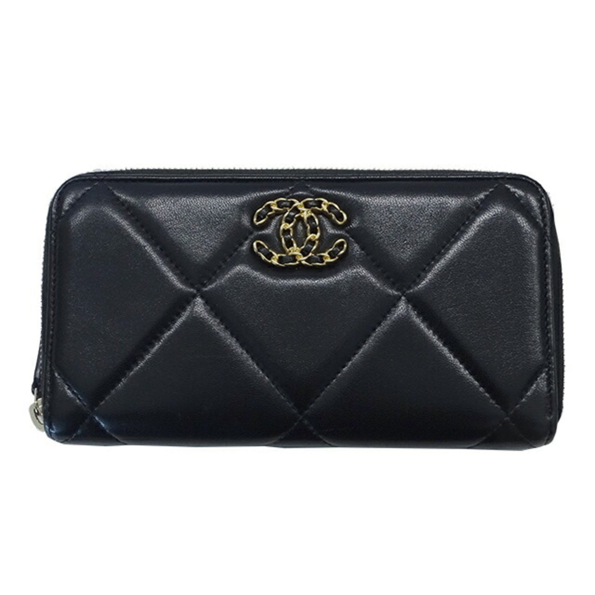 CHANEL wallet matelasse ladies long lambskin black