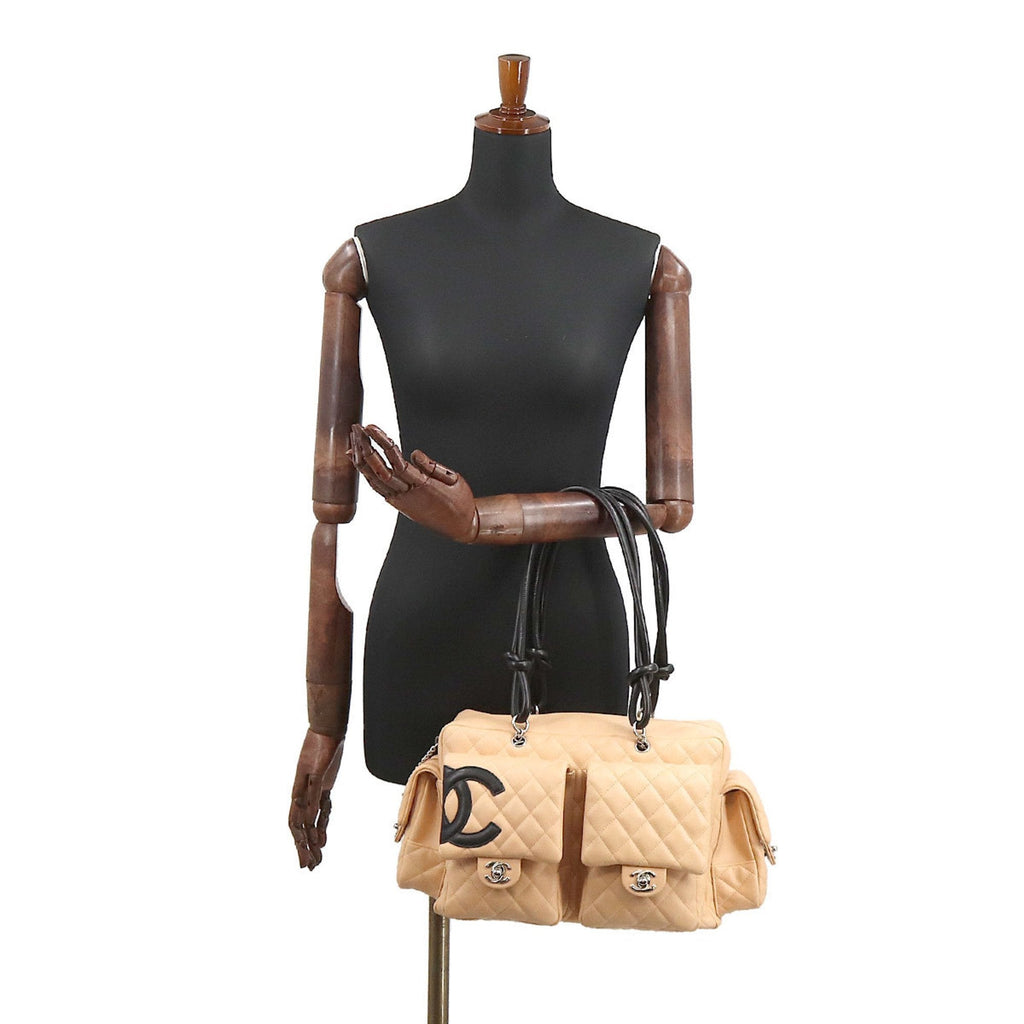 CHANEL cambon line multi-pocket shoulder bag leather beige black A25173 vintage Cambon Line Bag