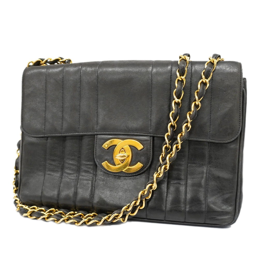 CHANEL  Mademoiselle W Chain Women's Leather Shoulder Bag Black