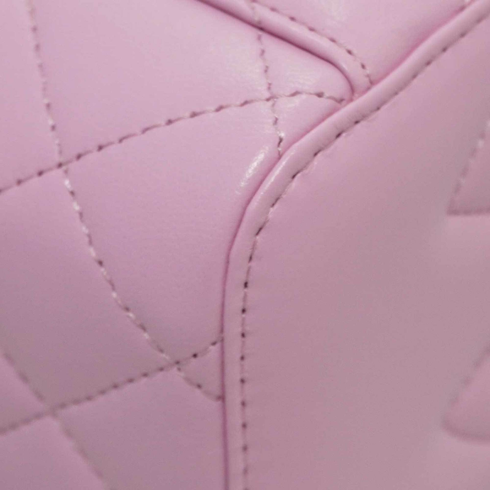 CHANEL Vanity Shoulder Handbag Bag Pink Lambskin Women's