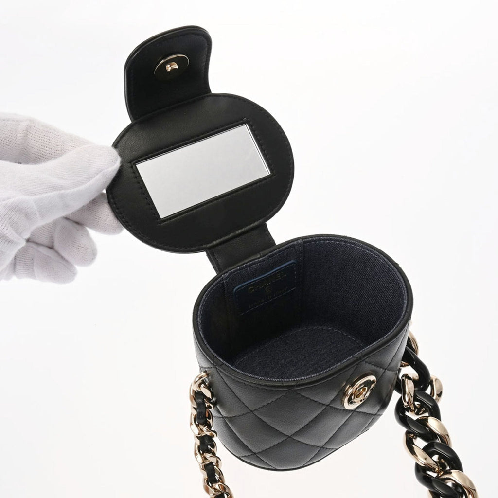 CHANEL Matelasse Vanity Chain Shoulder Black Women's Lambskin Bag