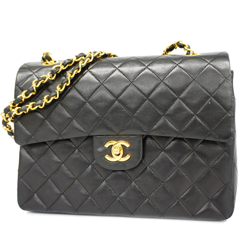CHANEL  Matelasse W Flap W Chain Women's Leather Shoulder Bag Black
