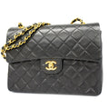 CHANEL  Matelasse W Flap W Chain Women's Leather Shoulder Bag Black