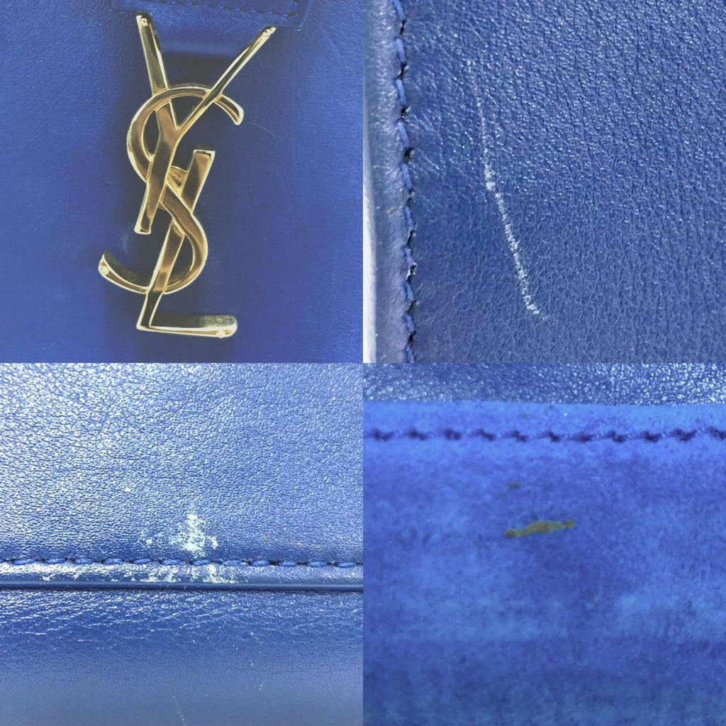 SAINT LAURENT Handbag Shoulder Bag Baby Kabas Leather Blue Ladies 372087