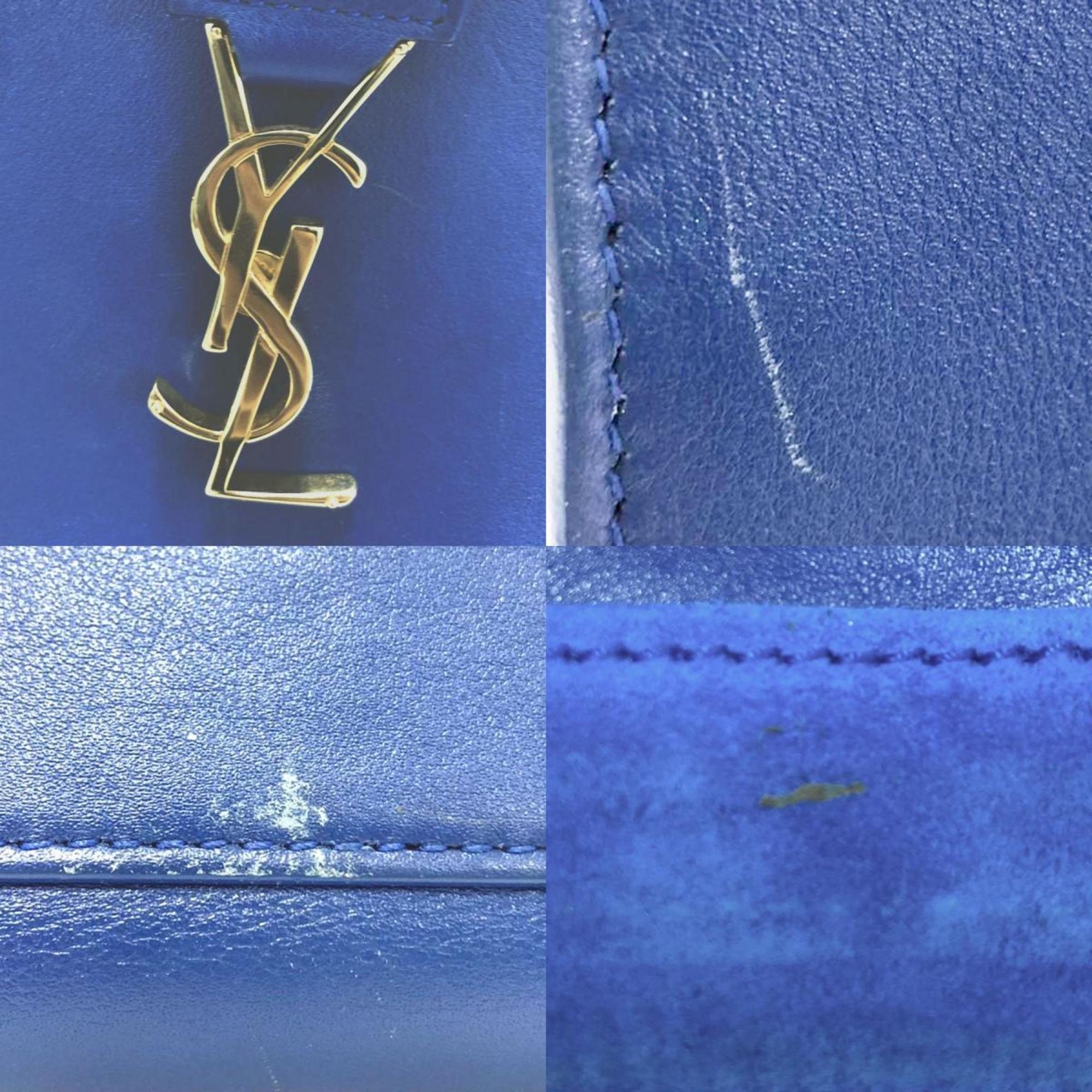 SAINT LAURENT Handbag Shoulder Bag Baby Kabas Leather Blue Ladies 372087