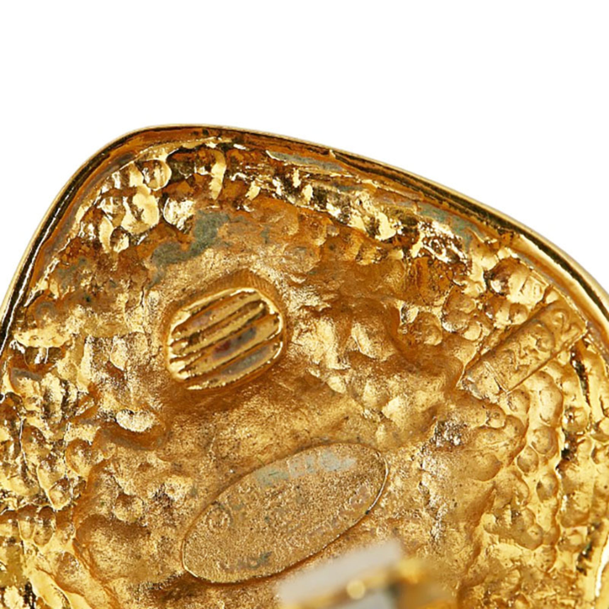 CHANEL Coco Mark Diamond Arabesque Earrings Gold Plated Women's
